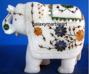 Agra marble inlay elephant ht 5" e-515